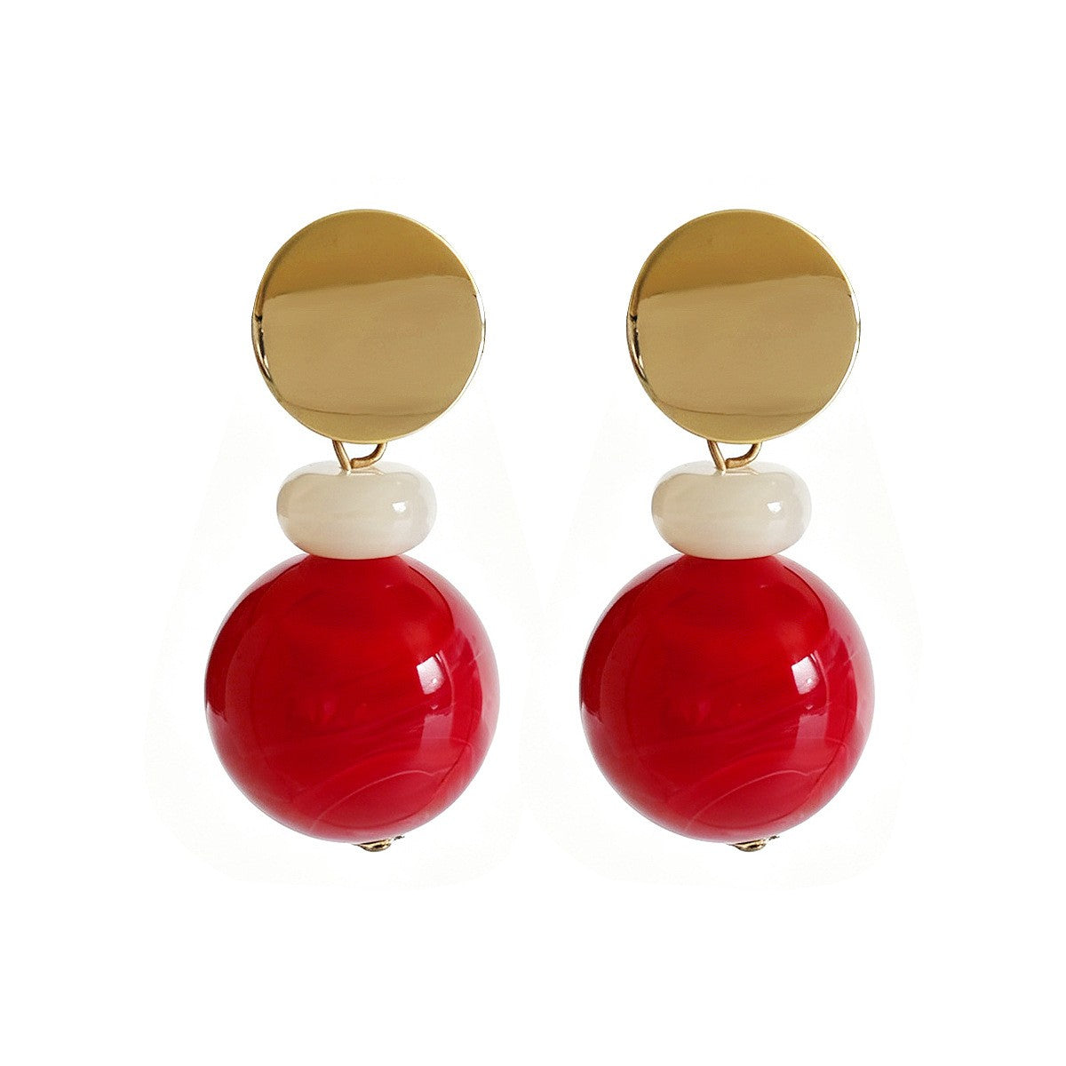 Classy Green Marble Resin Ball Drop Earrings
