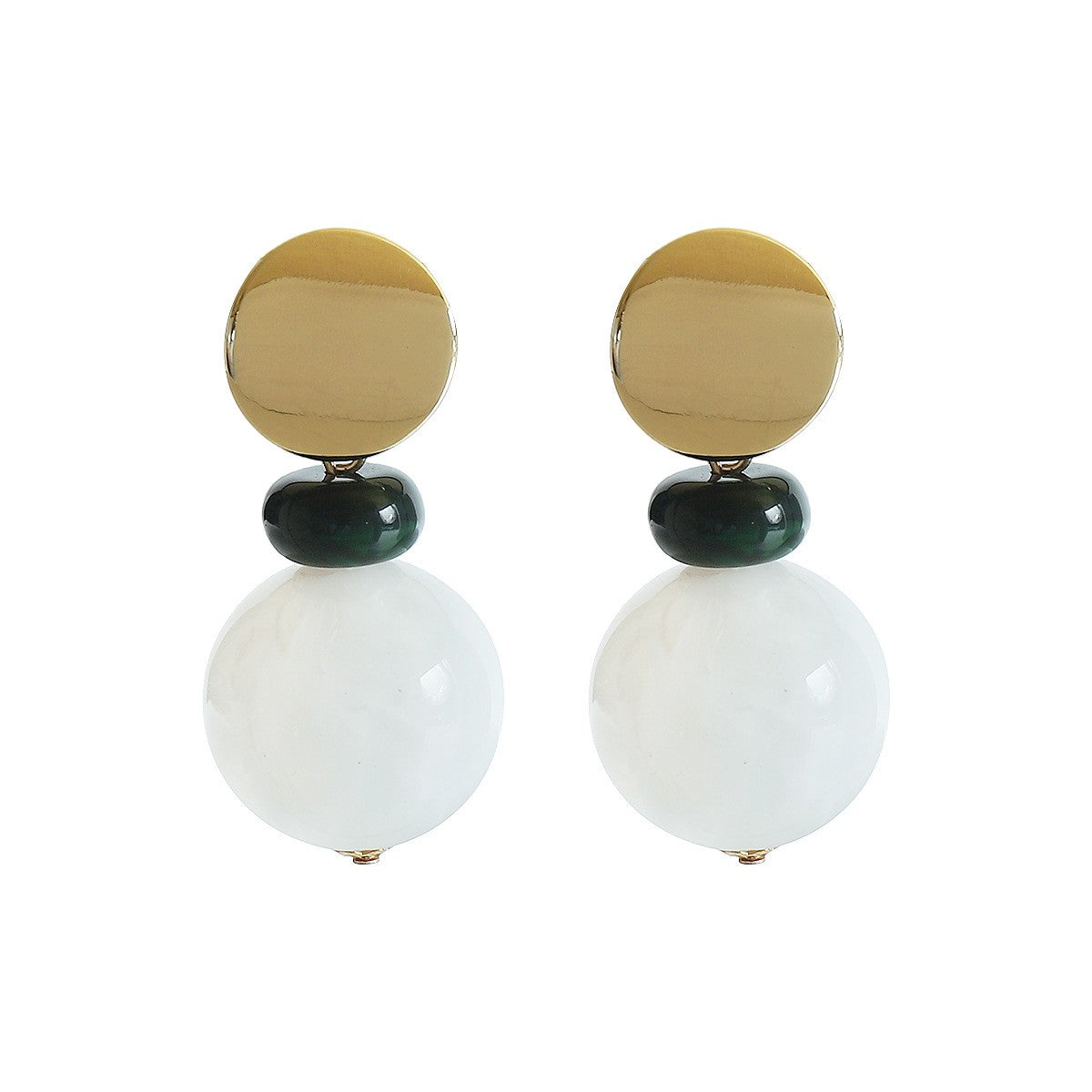 Classy Green Marble Resin Ball Drop Earrings