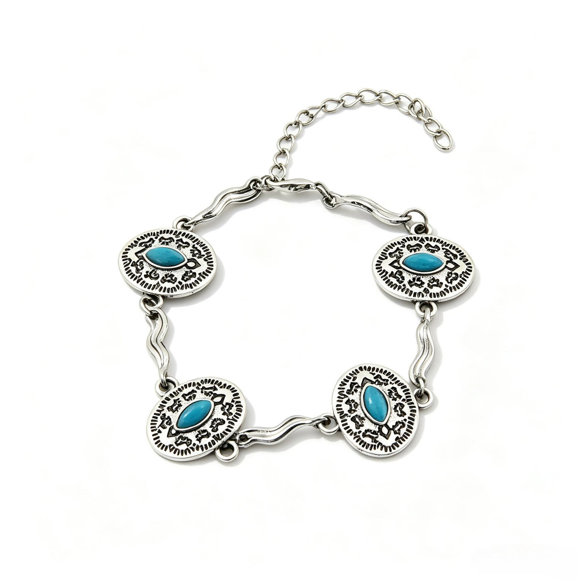 Vintage Boho Turquoise Flower Bracelet Set