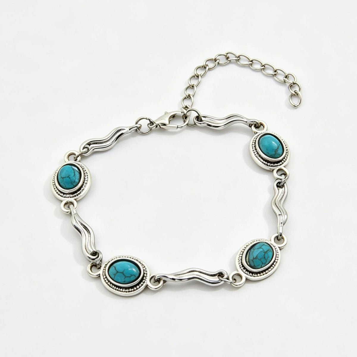 Vintage Boho Turquoise Flower Bracelet Set