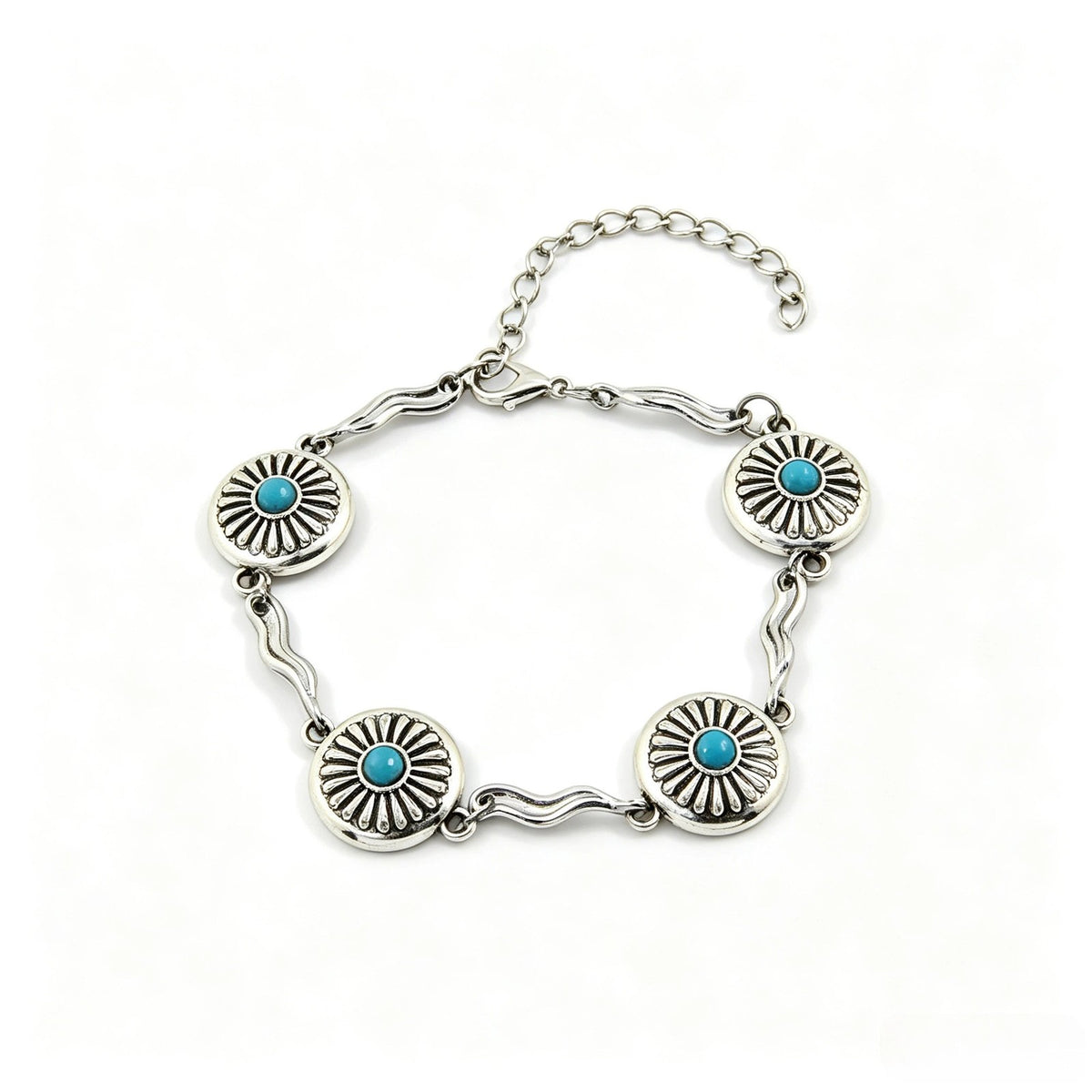 Vintage Boho Turquoise Flower Bracelet Set