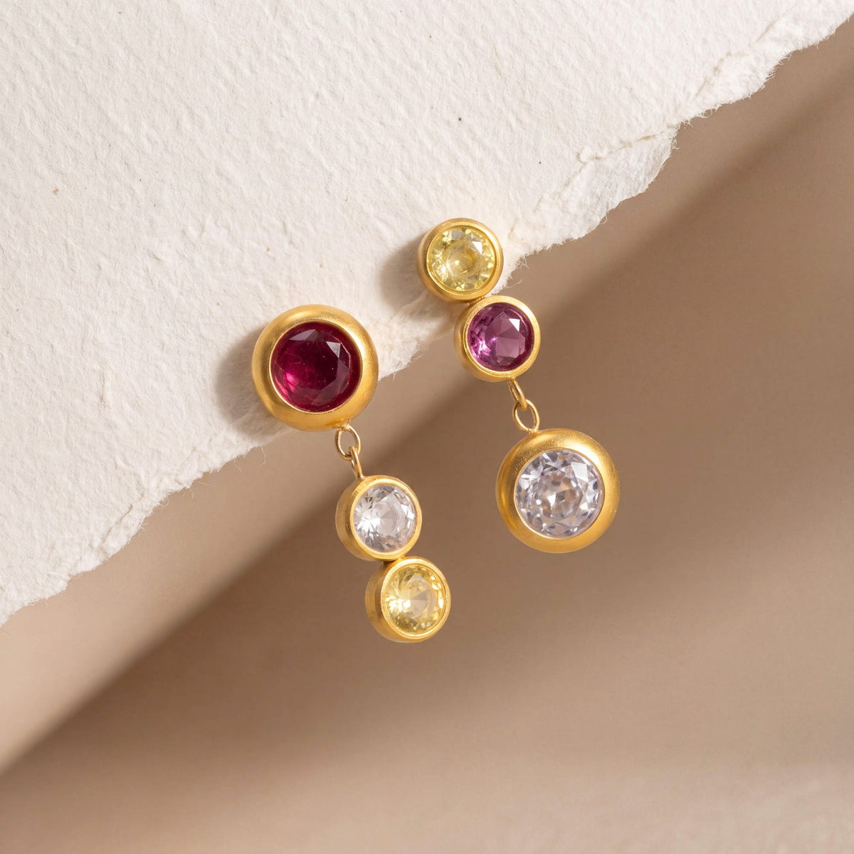 18k Classy Multicolor Gemstone Drop Earrings