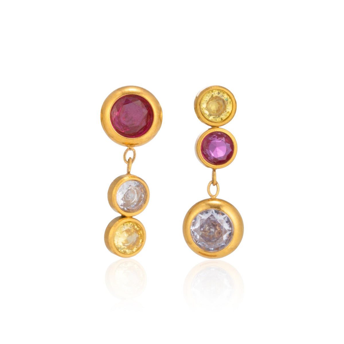 18k Classy Multicolor Gemstone Drop Earrings