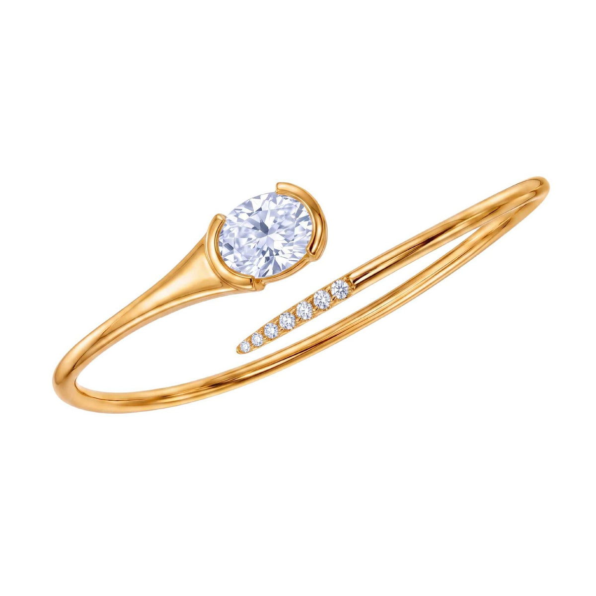 Classy Geometric CZ Open Bangle Set