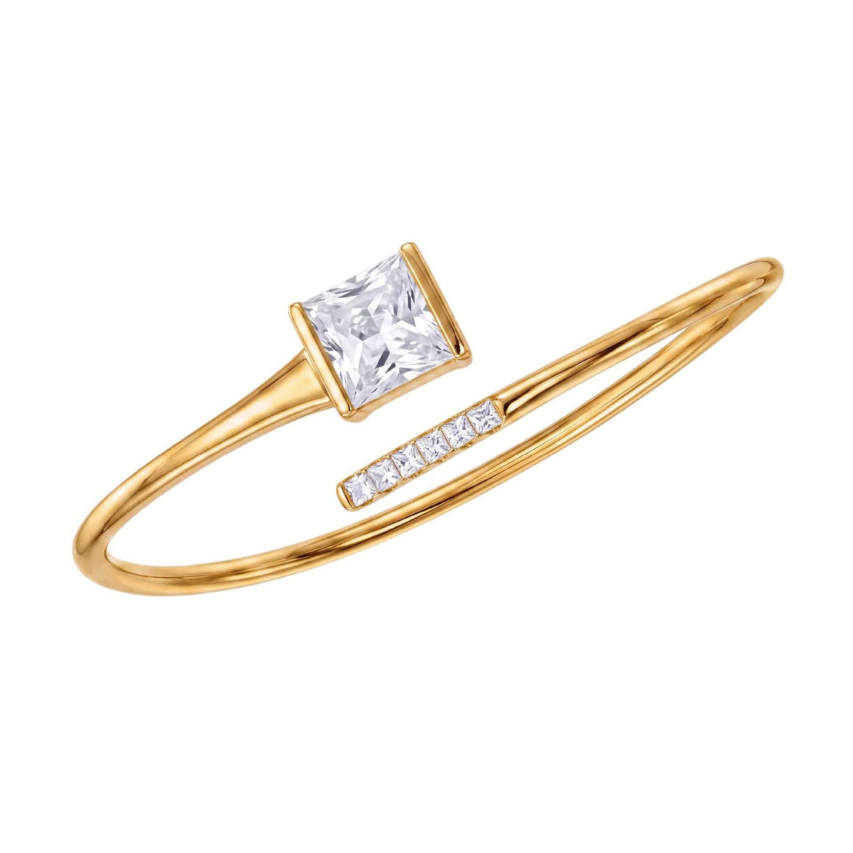 Classy Geometric CZ Open Bangle Set