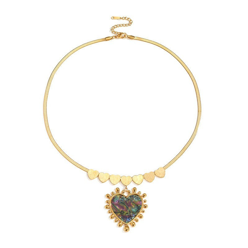 Romantic Iridescent Heart Snake Chain Necklace