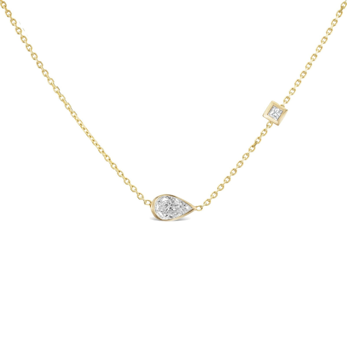 3pc Dainty Wave & Teardrop CZ Necklace Set