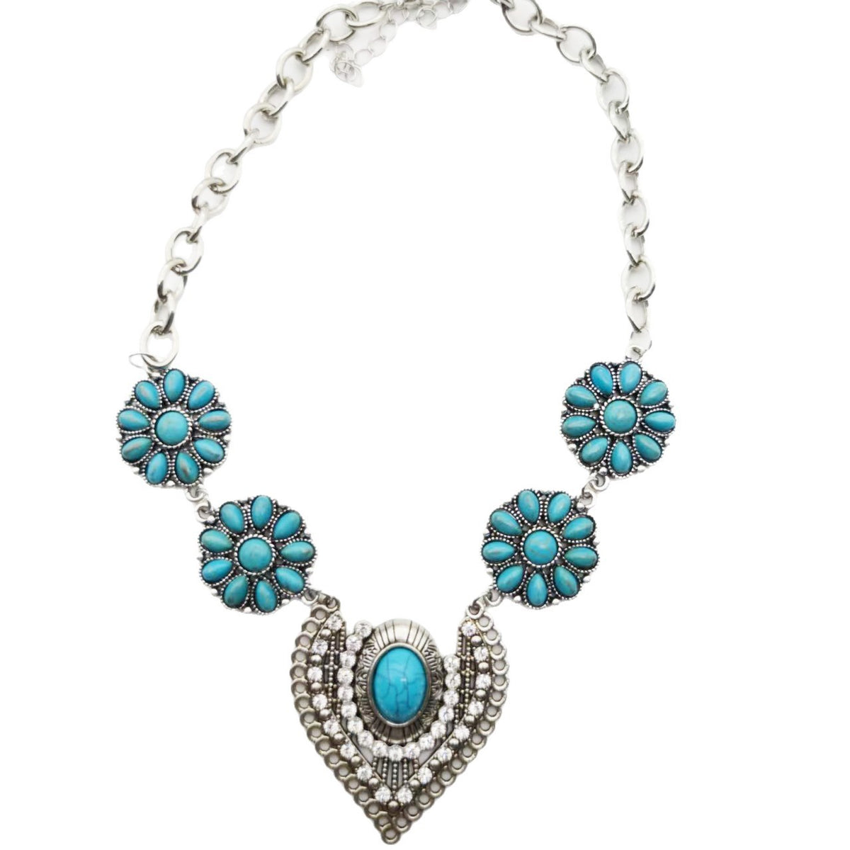 Boho Turquoise Floral Statement Necklace
