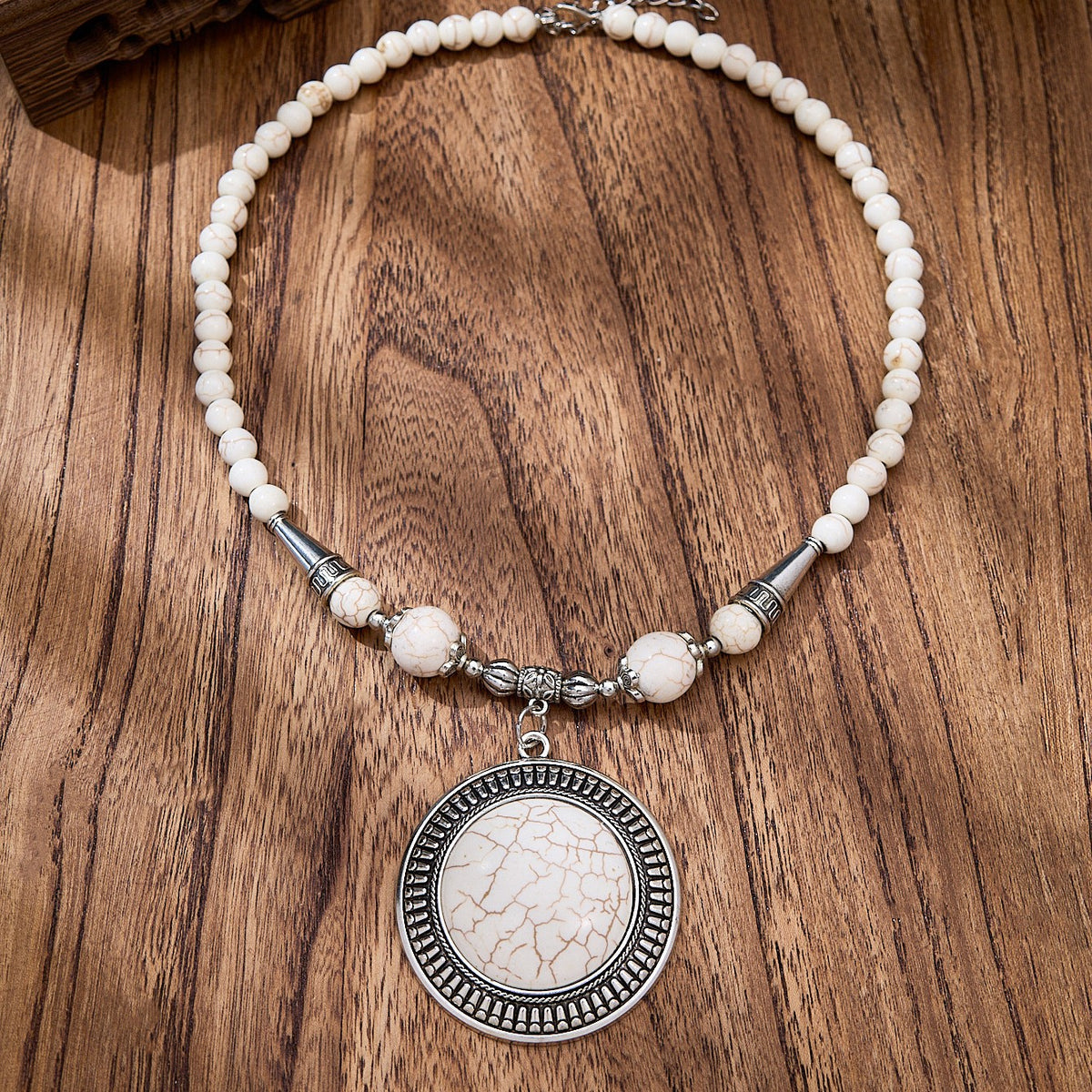 Boho Vintage Turquoise Medallion Necklace