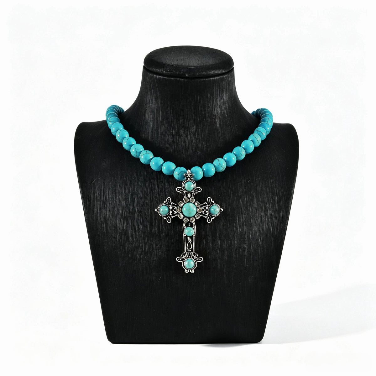 Vintage Turquoise Cross & Medallion Necklace Set