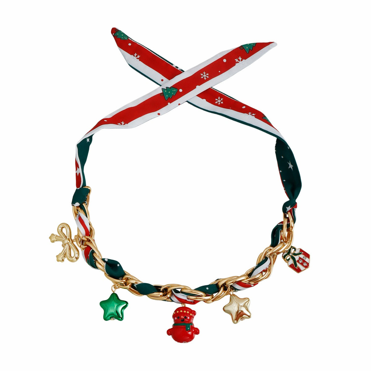 Festive Ribbon Charm Choker Necklace
