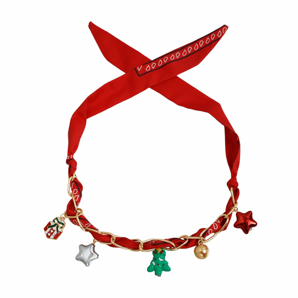 Festive Ribbon Charm Choker Necklace