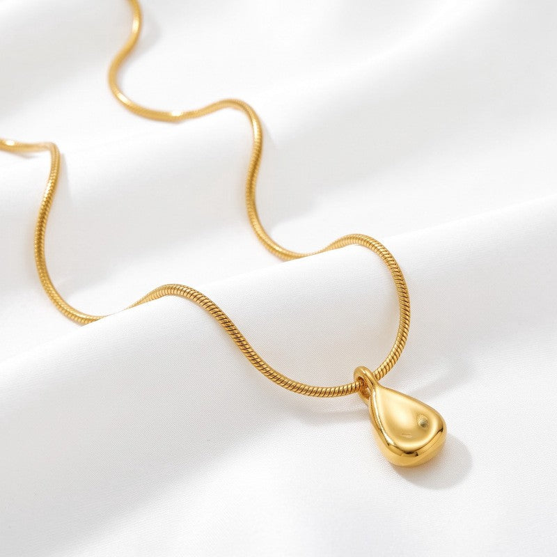 Classy Molten Teardrop Snake Chain Necklace