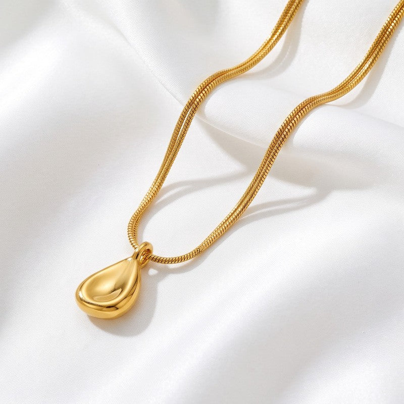 Classy Molten Teardrop Snake Chain Necklace