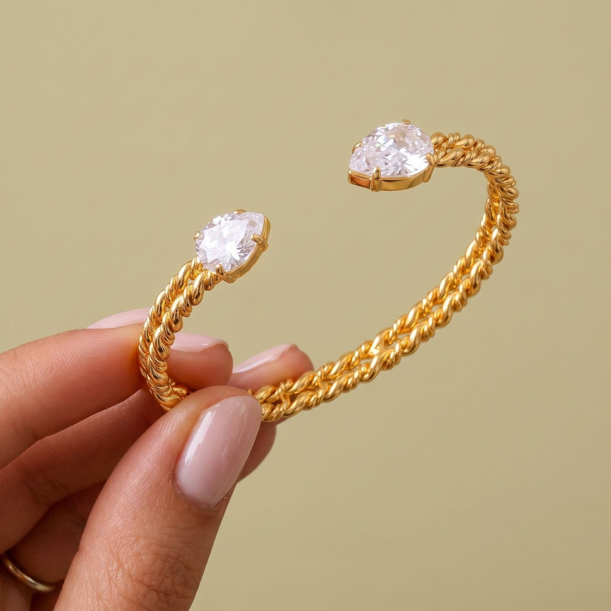 Classy Twisted Rope CZ Cuff Bracelet