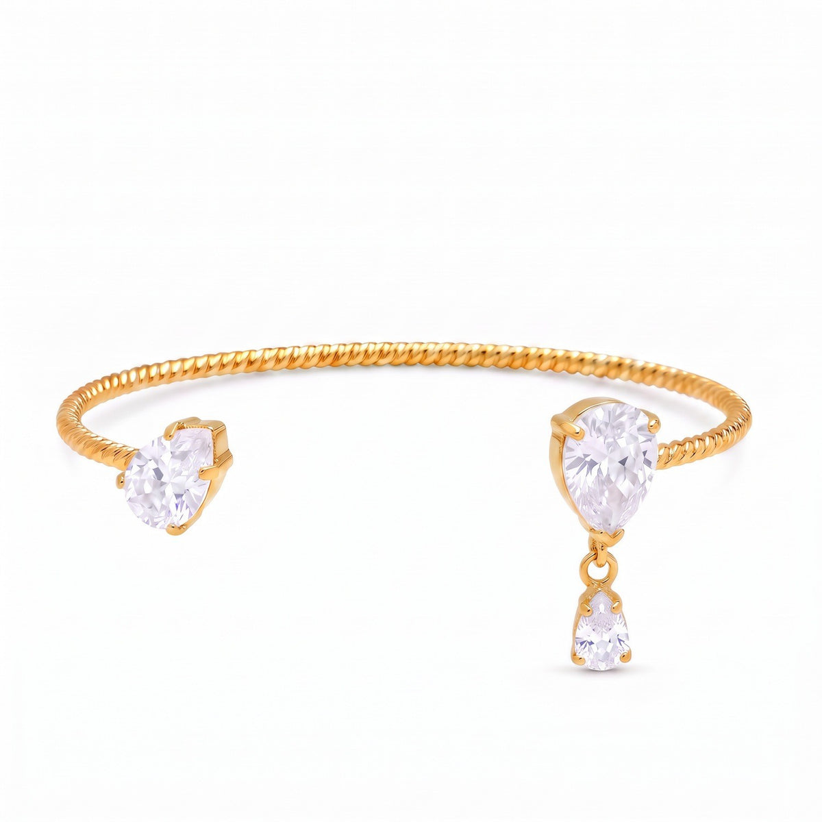 Classy Twisted Rope CZ Cuff Bracelet