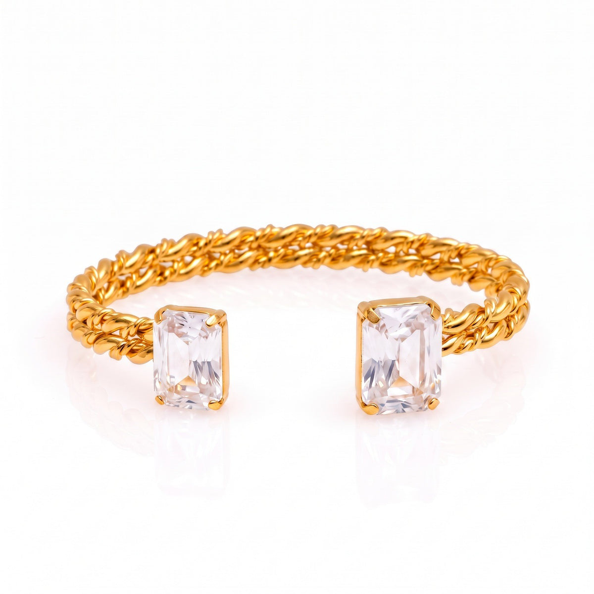 Classy Twisted Rope CZ Cuff Bracelet