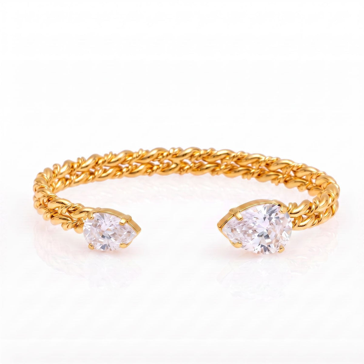Classy Twisted Rope CZ Cuff Bracelet