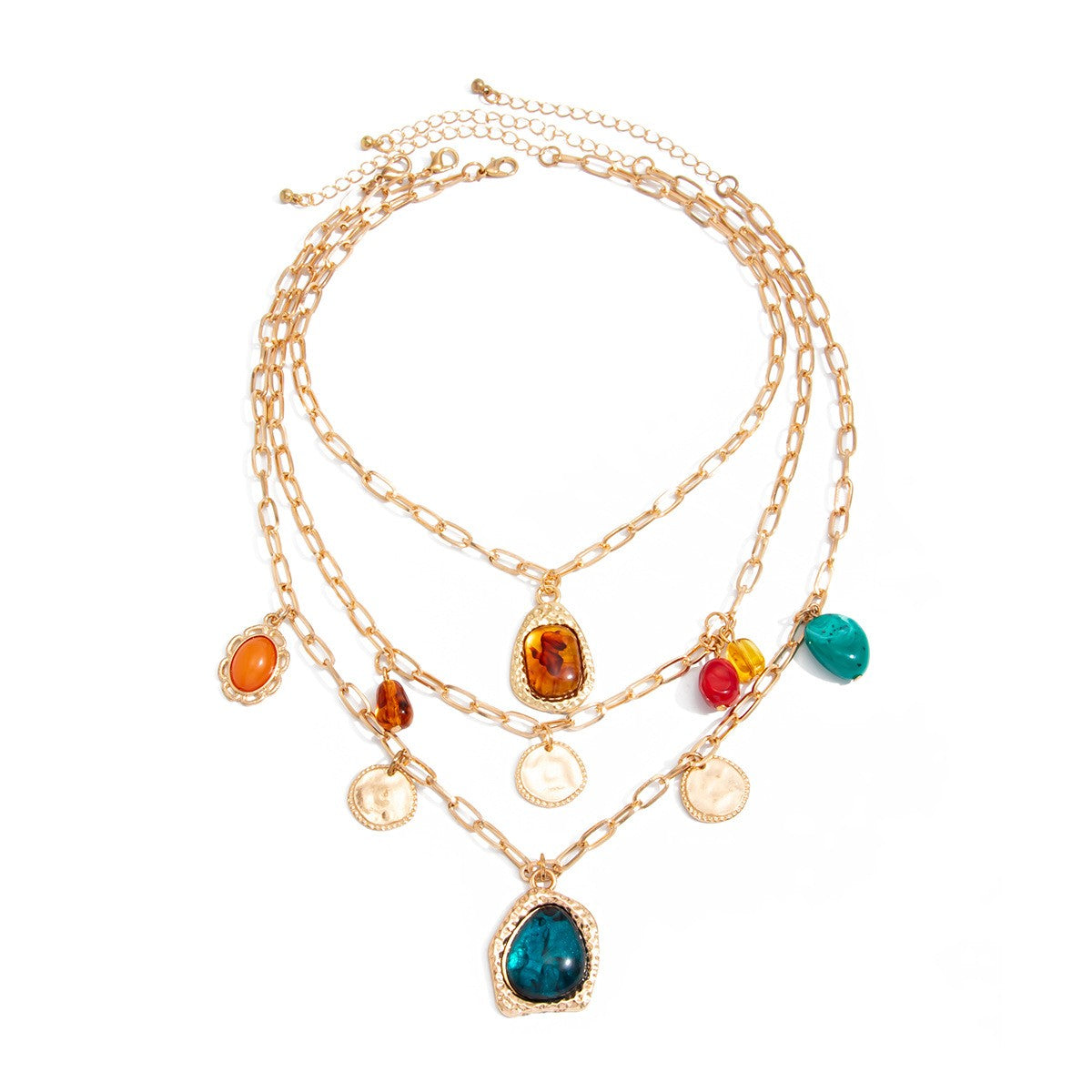 Boho Multi-Shape Resin Layered Necklace