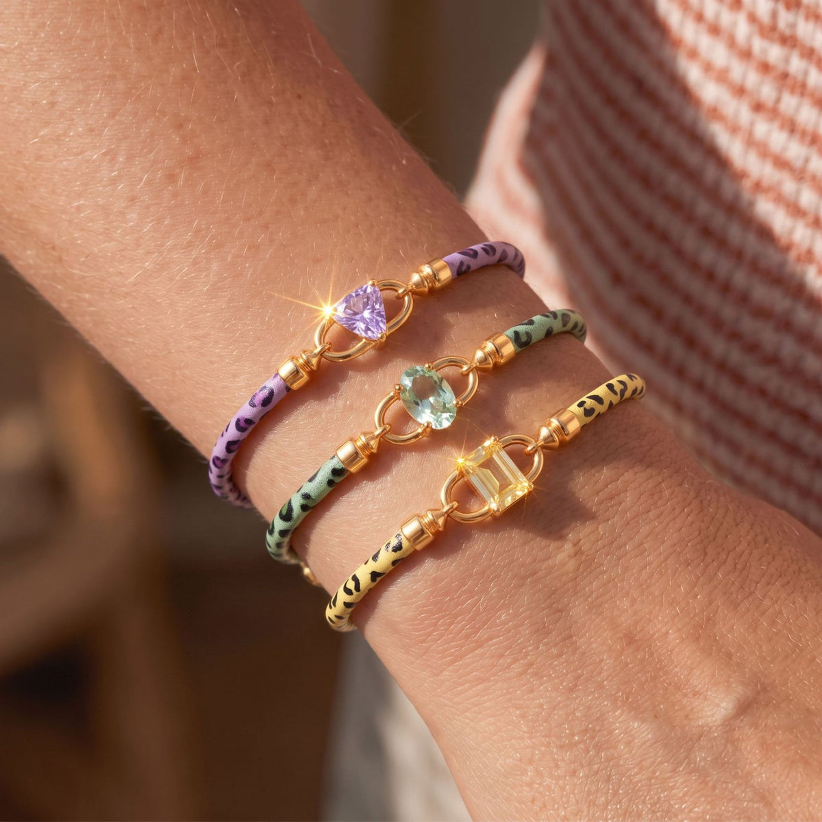 Classy Leopard Print Zircon Bracelet Set