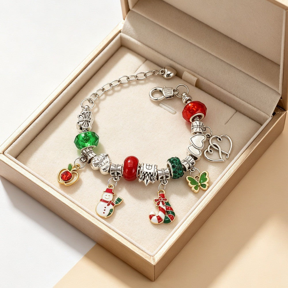 Festive Christmas Snowman Charm Bracelet
