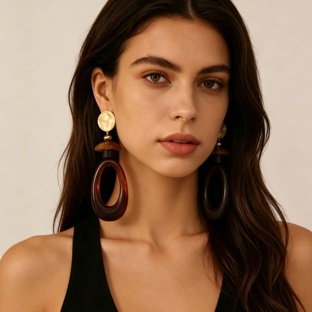 Classy Vintage Amber Oval Dangle Earrings