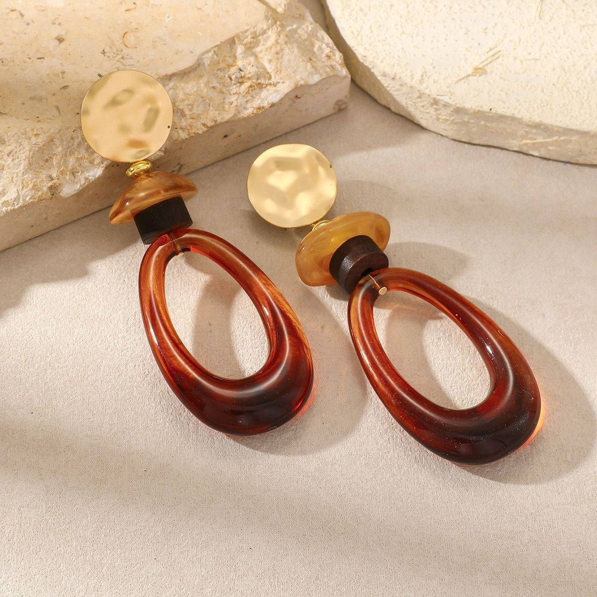 Classy Vintage Amber Oval Dangle Earrings