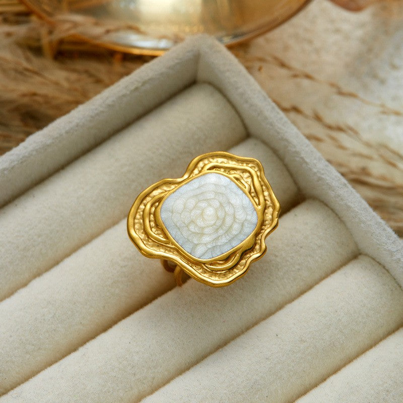 Boho Floral Faux Pearl Open Ring