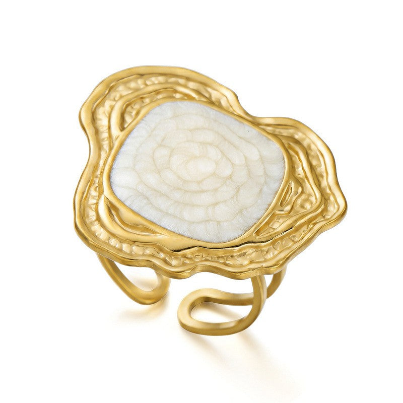 Boho Floral Faux Pearl Open Ring