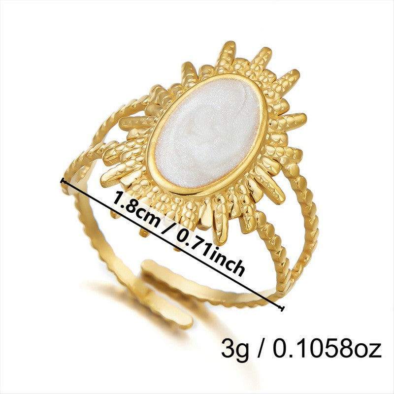 Boho Floral Faux Pearl Open Ring
