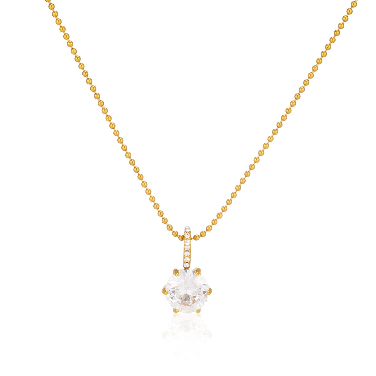 18k Dainty Beaded Geometric Pendant Necklace