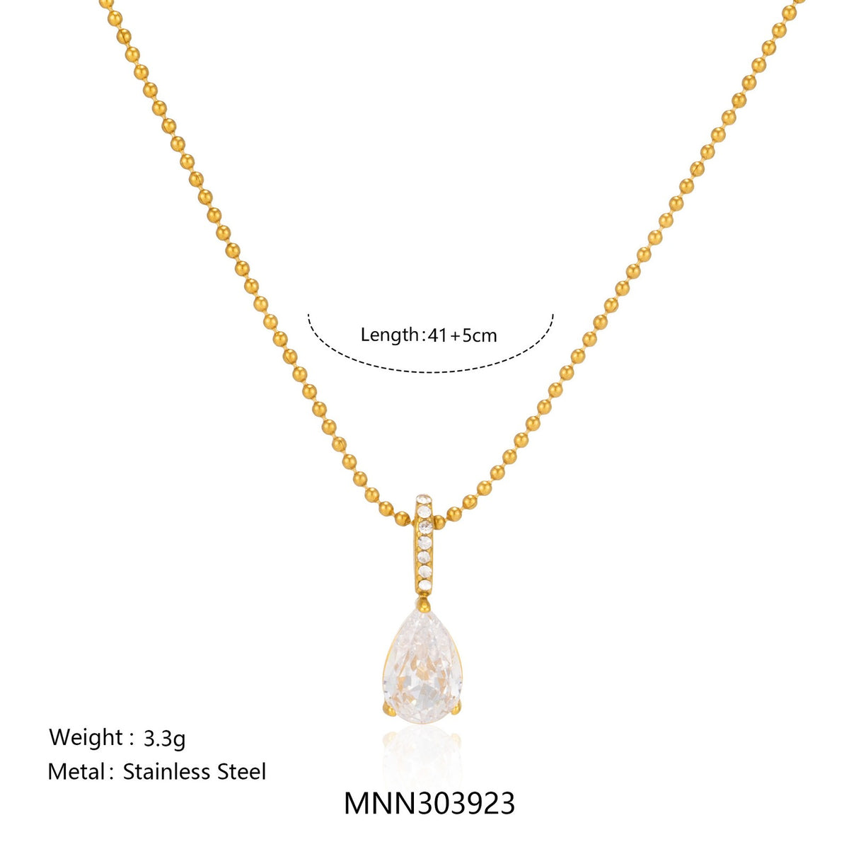 18k Dainty Beaded Geometric Pendant Necklace