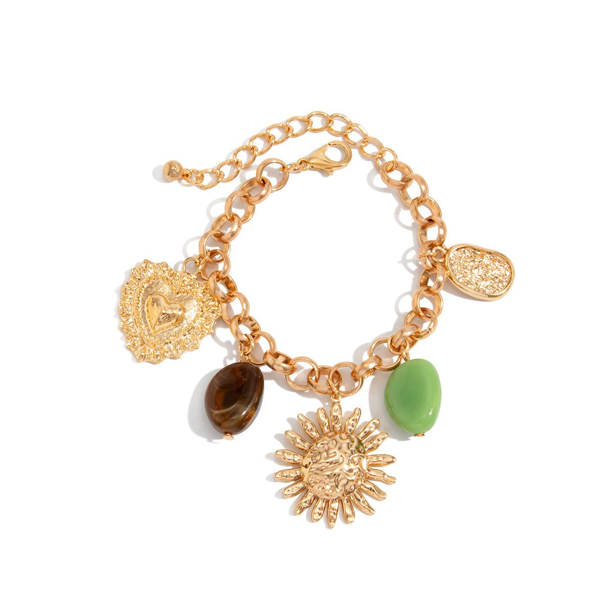 Boho Enamel Sun & Evil Eye Charm Bracelet