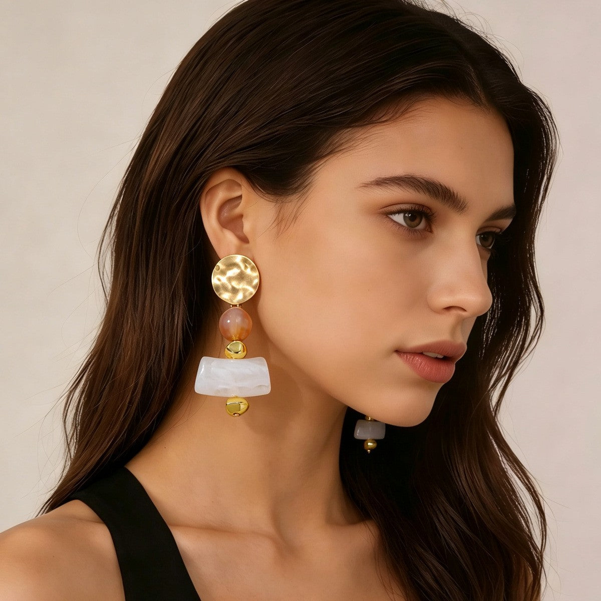 Classy Marbled Resin Geometric Dangle Earrings