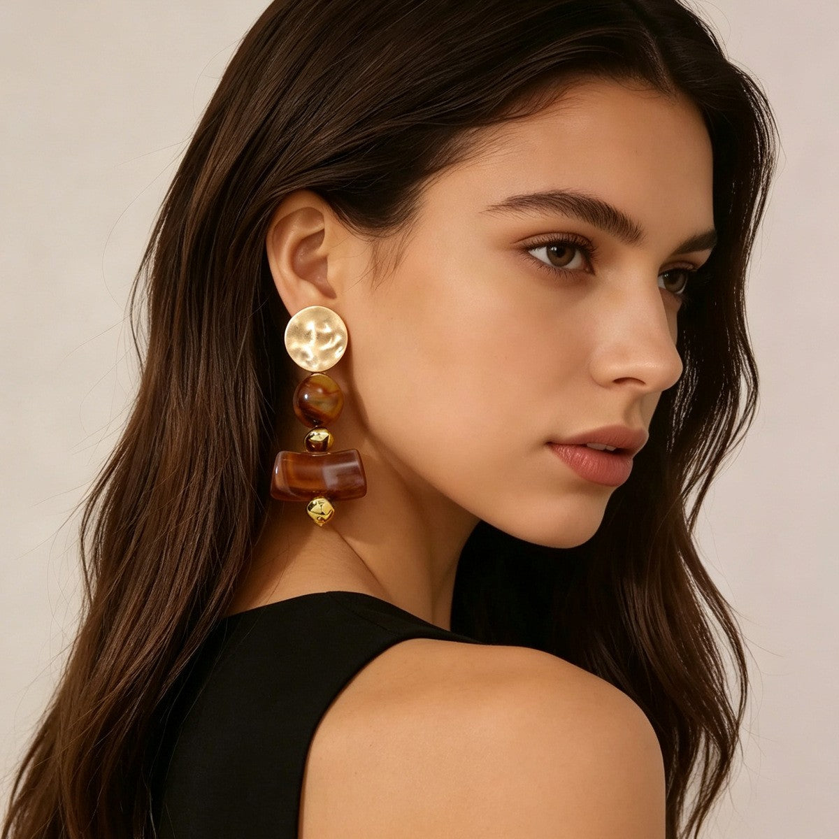 Classy Marbled Resin Geometric Dangle Earrings