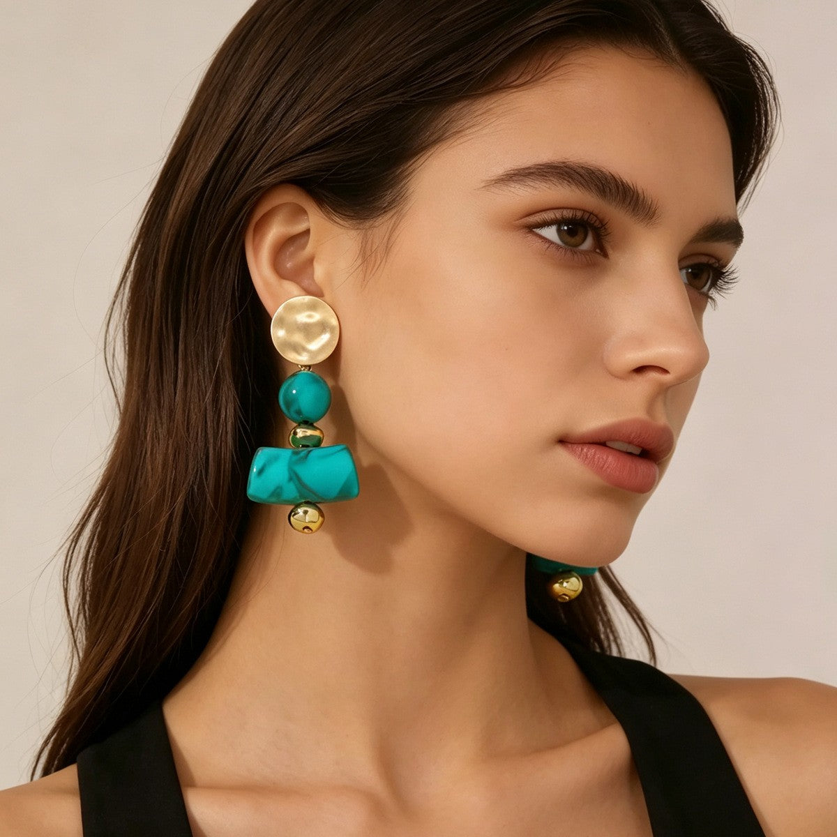 Classy Marbled Resin Geometric Dangle Earrings