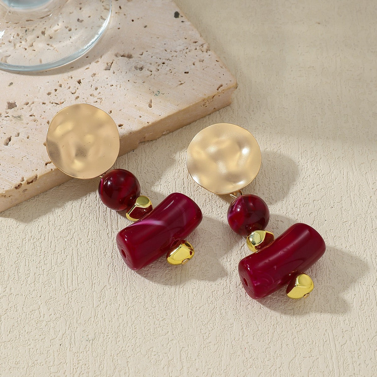 Classy Marbled Resin Geometric Dangle Earrings