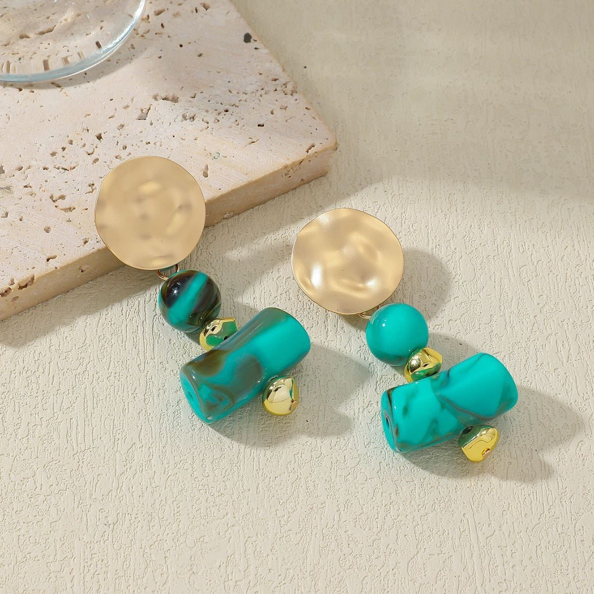 Classy Marbled Resin Geometric Dangle Earrings