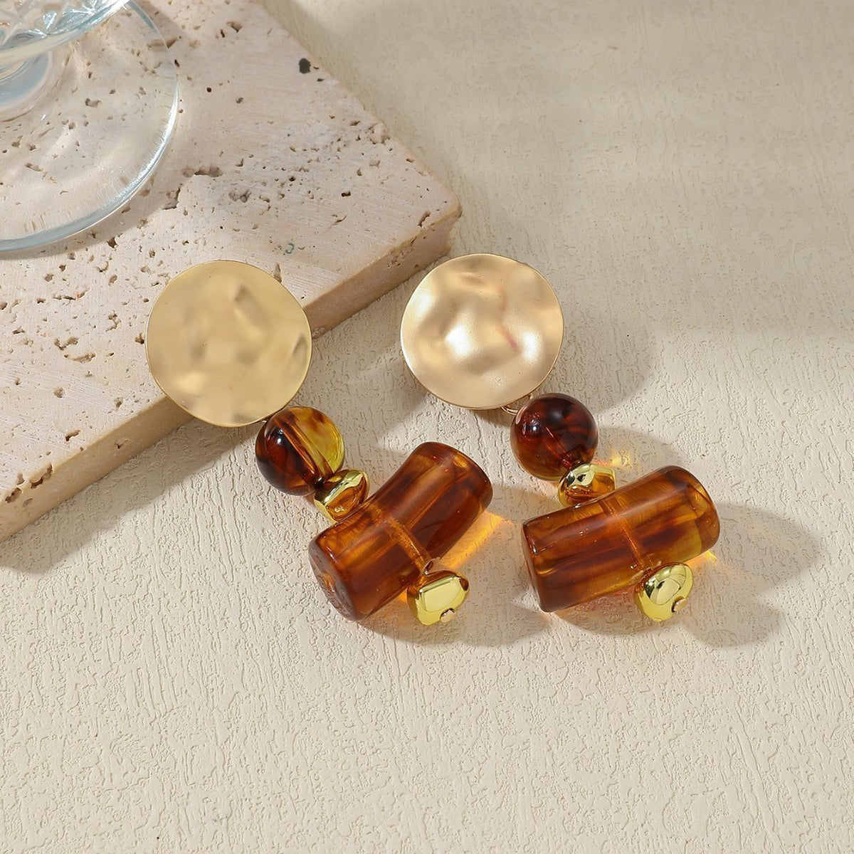 Classy Marbled Resin Geometric Dangle Earrings