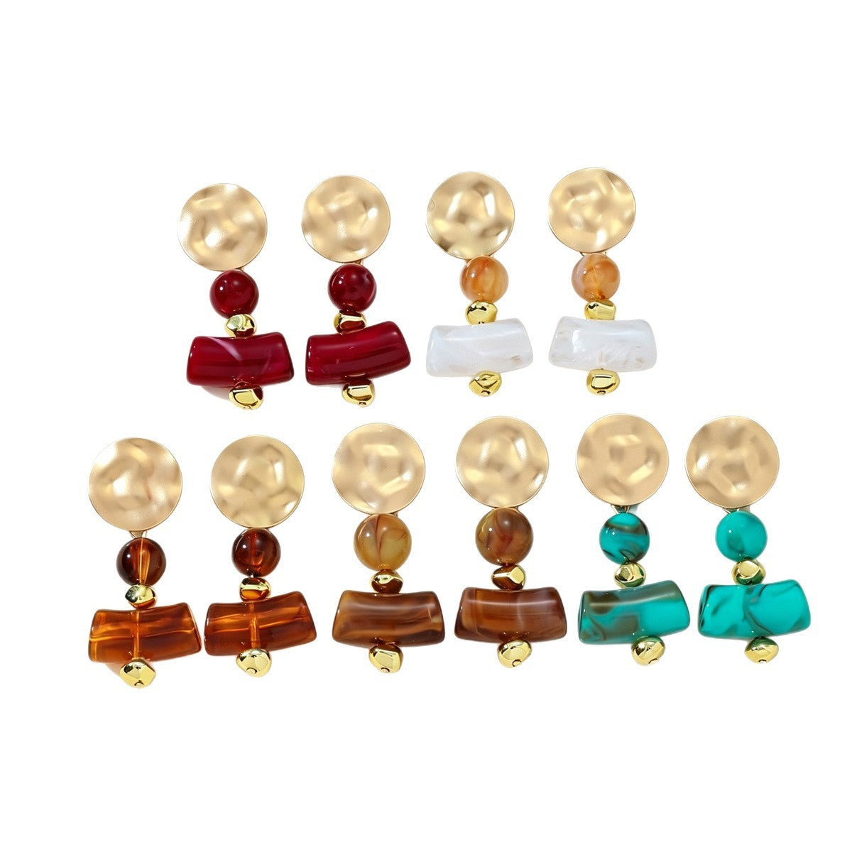 Classy Marbled Resin Geometric Dangle Earrings