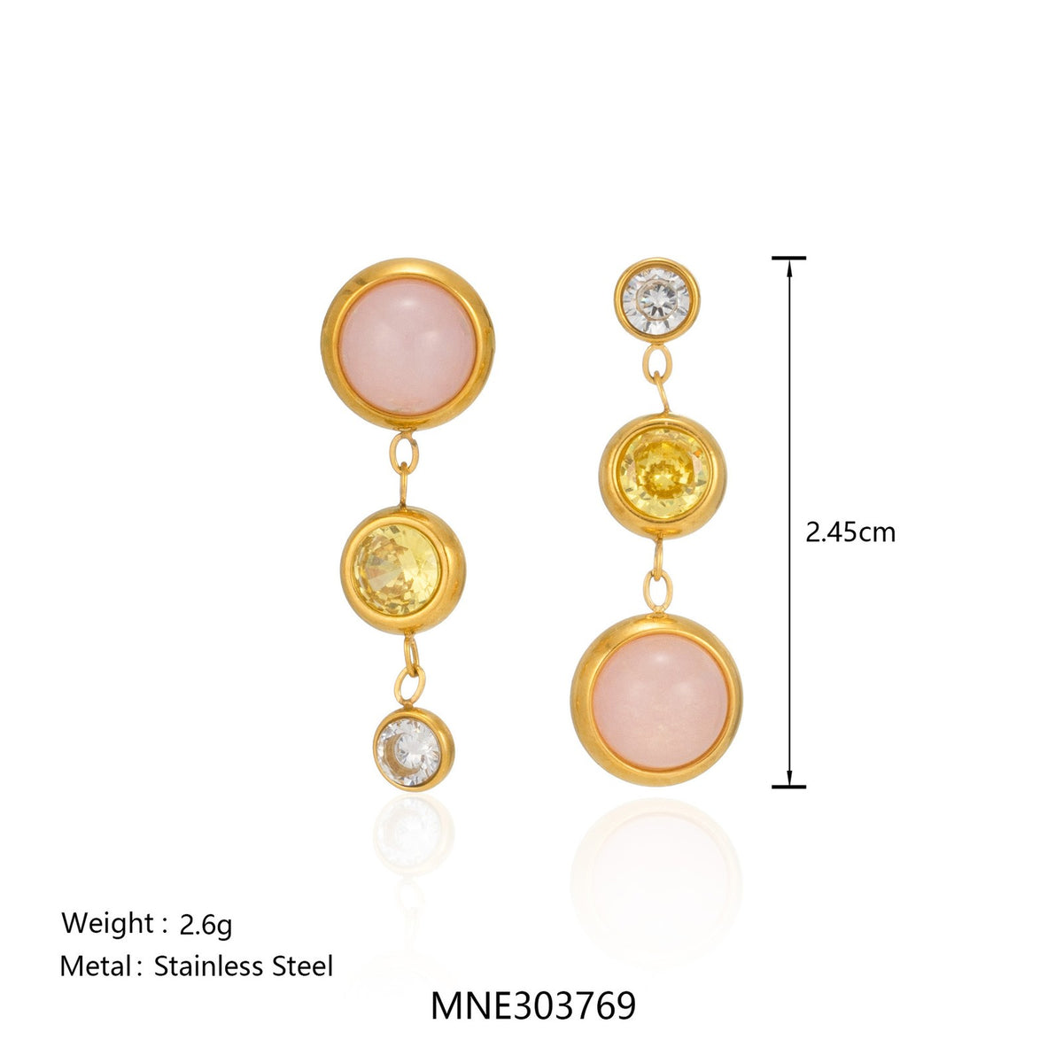 Dainty Pink Stone Drop Earrings