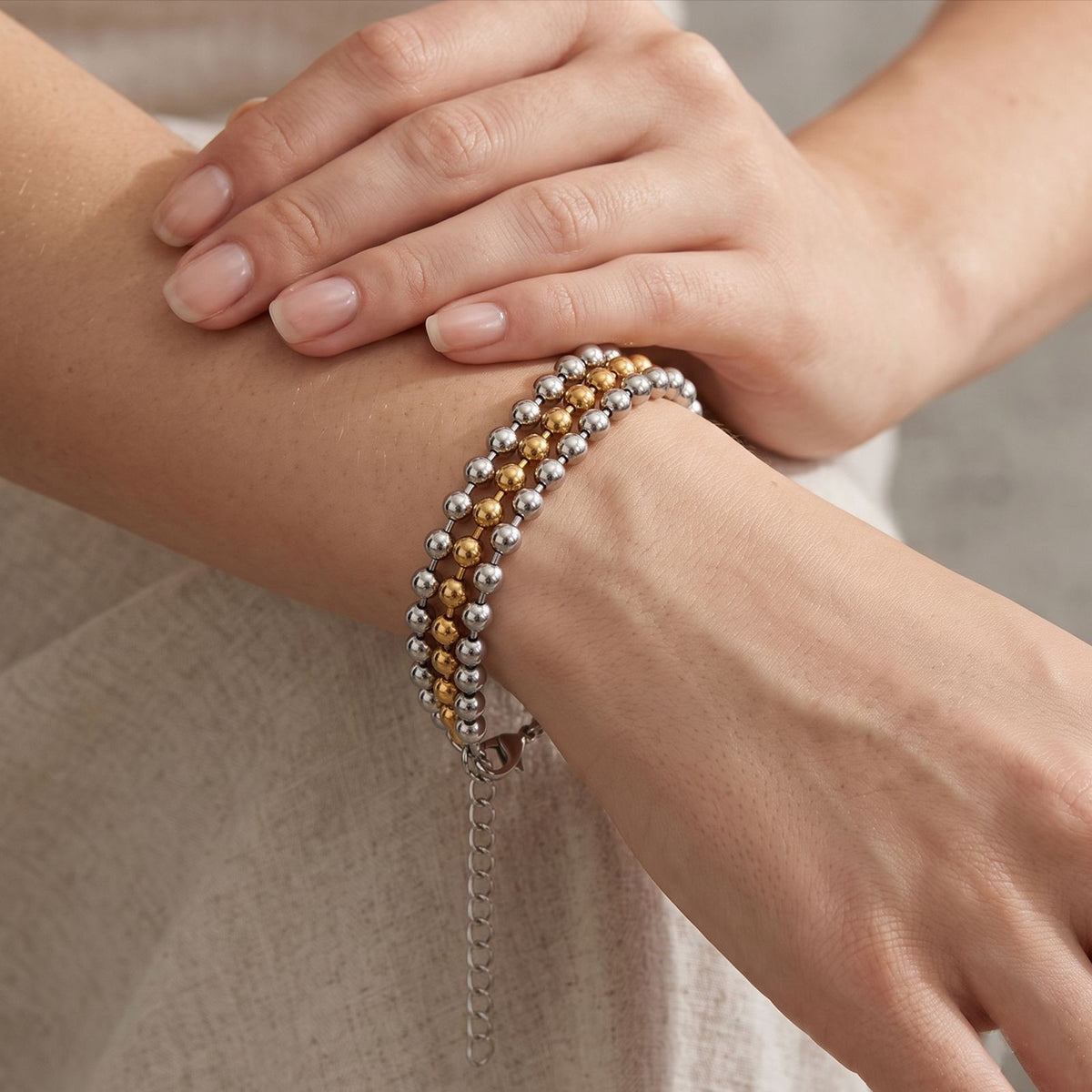 Classy Two-Tone Beaded Bracelet