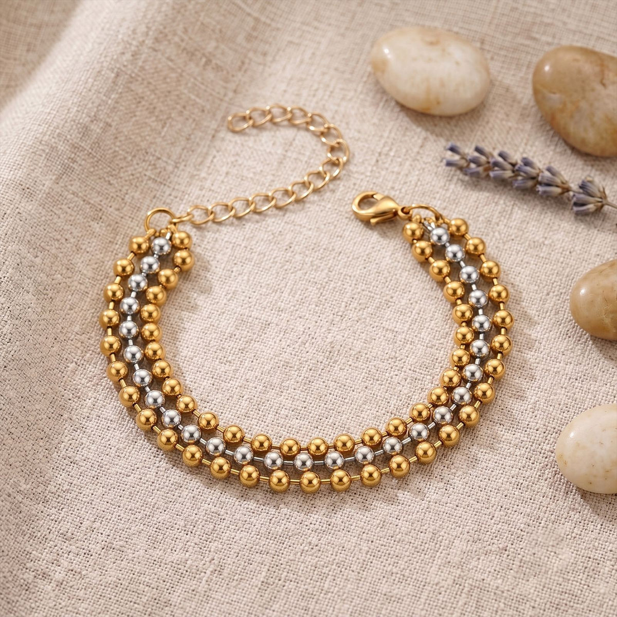 Classy Two-Tone Beaded Bracelet