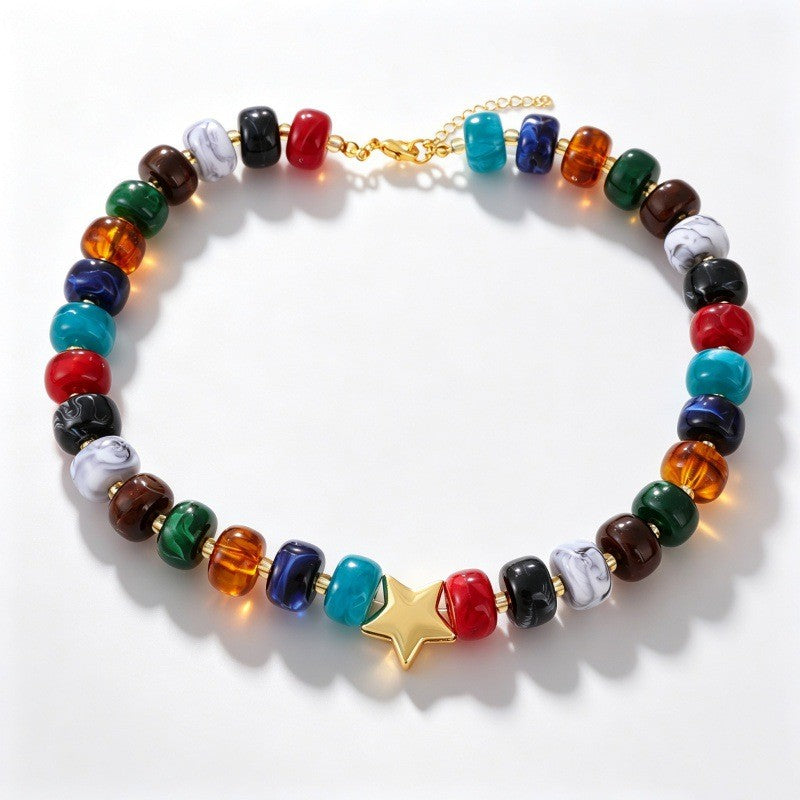 Boho Multi-Strand Resin Letter Necklace