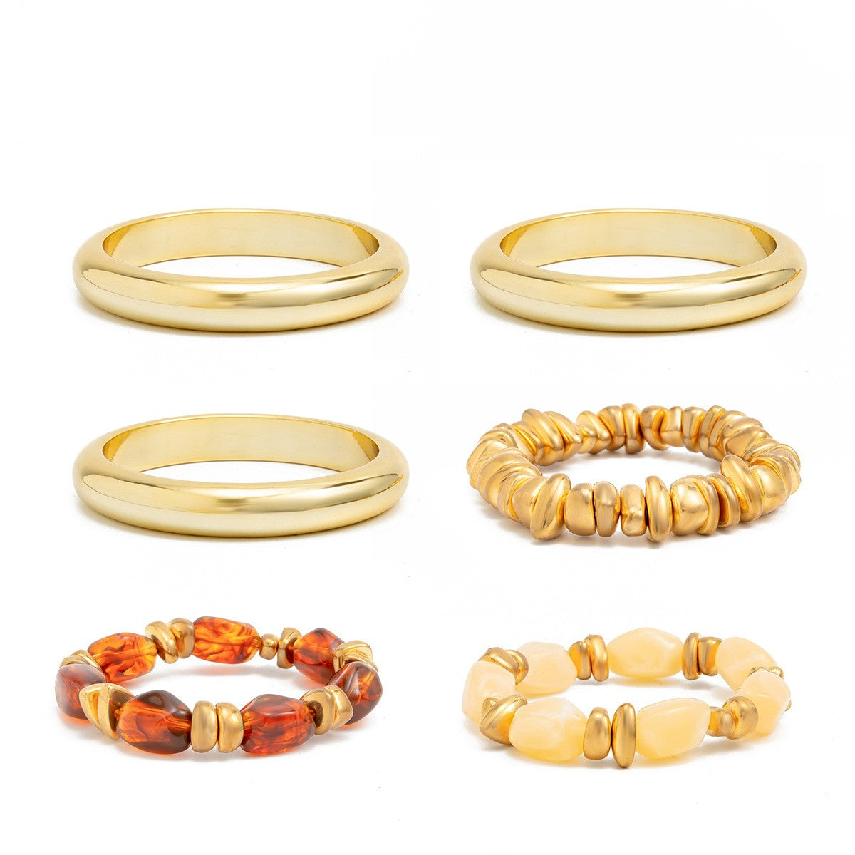 Classy Resin & Polished Bangle Stack Set