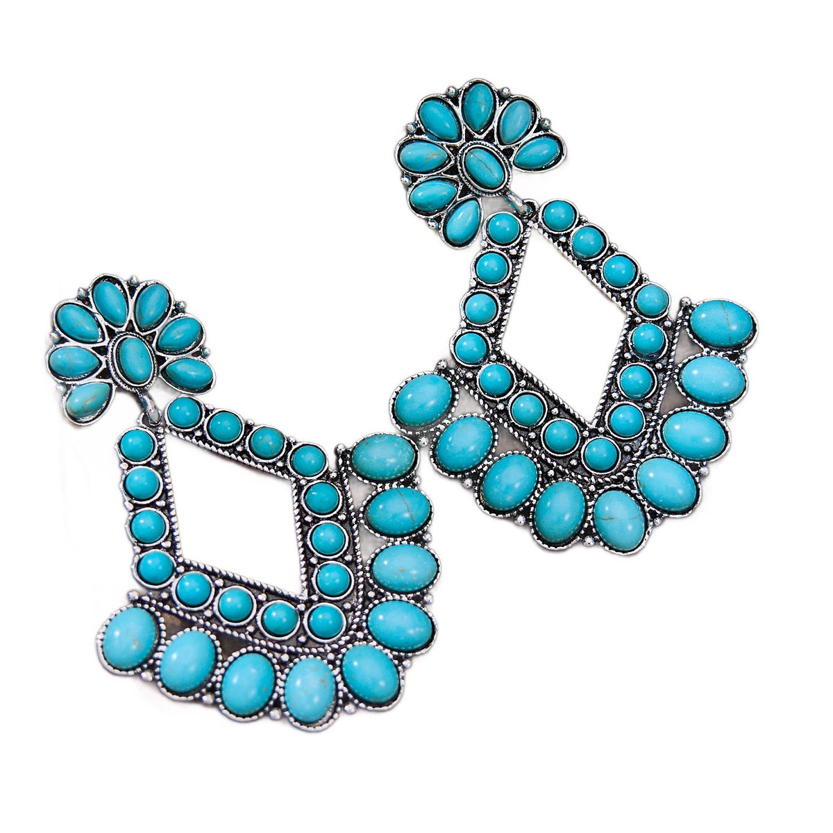 Boho Turquoise Geometric Necklace & Earring Set