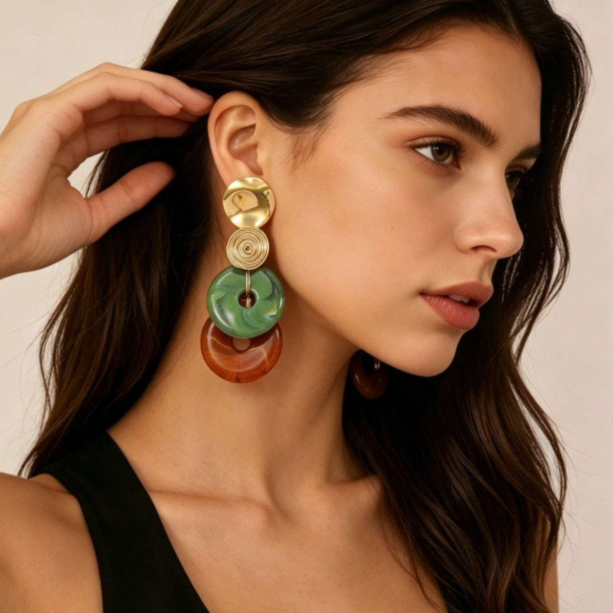 Boho Marbled Resin Stack Earrings