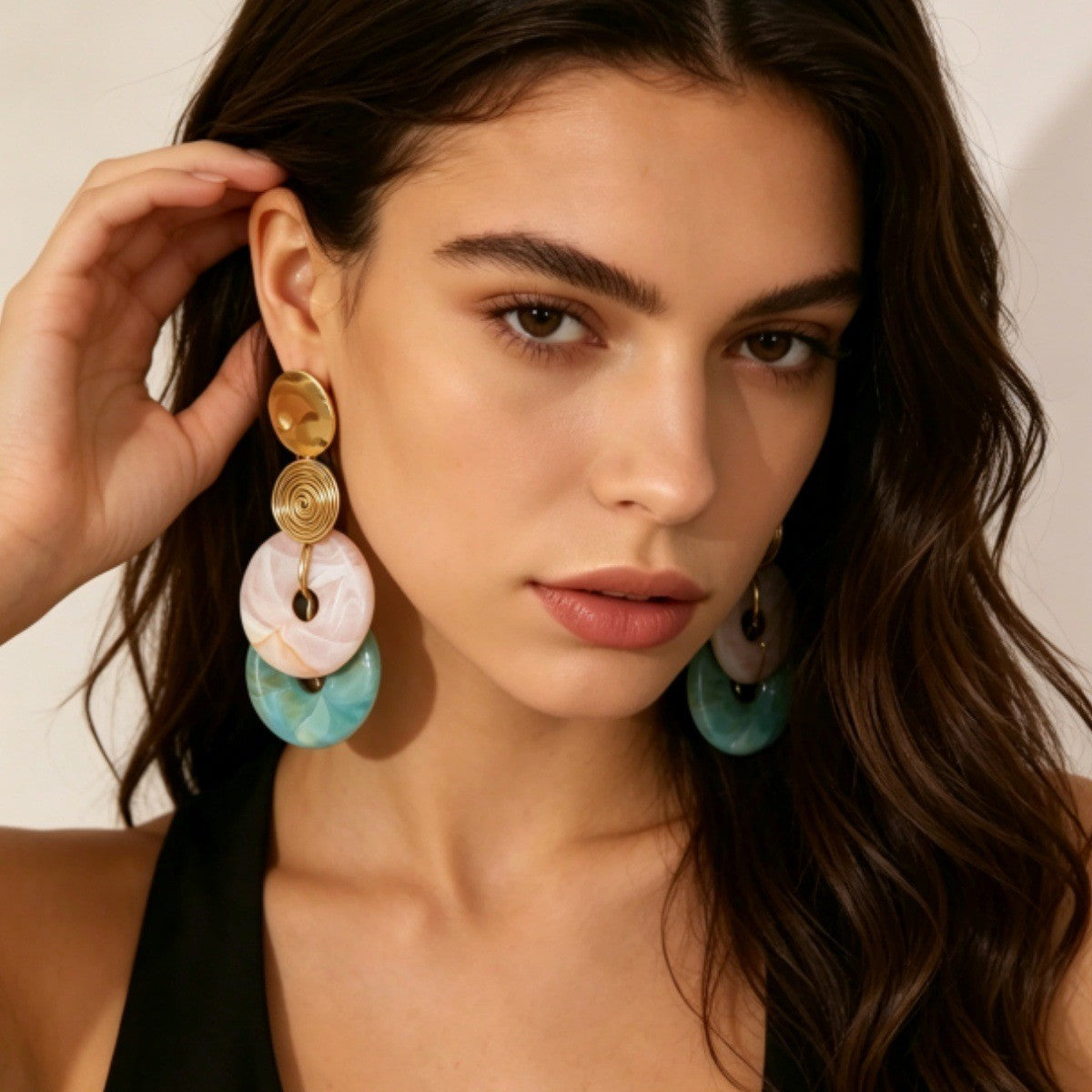 Boho Marbled Resin Stack Earrings