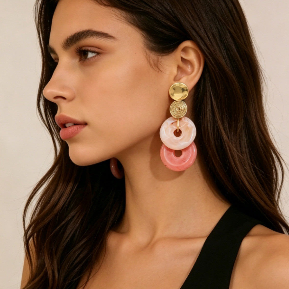 Boho Marbled Resin Stack Earrings