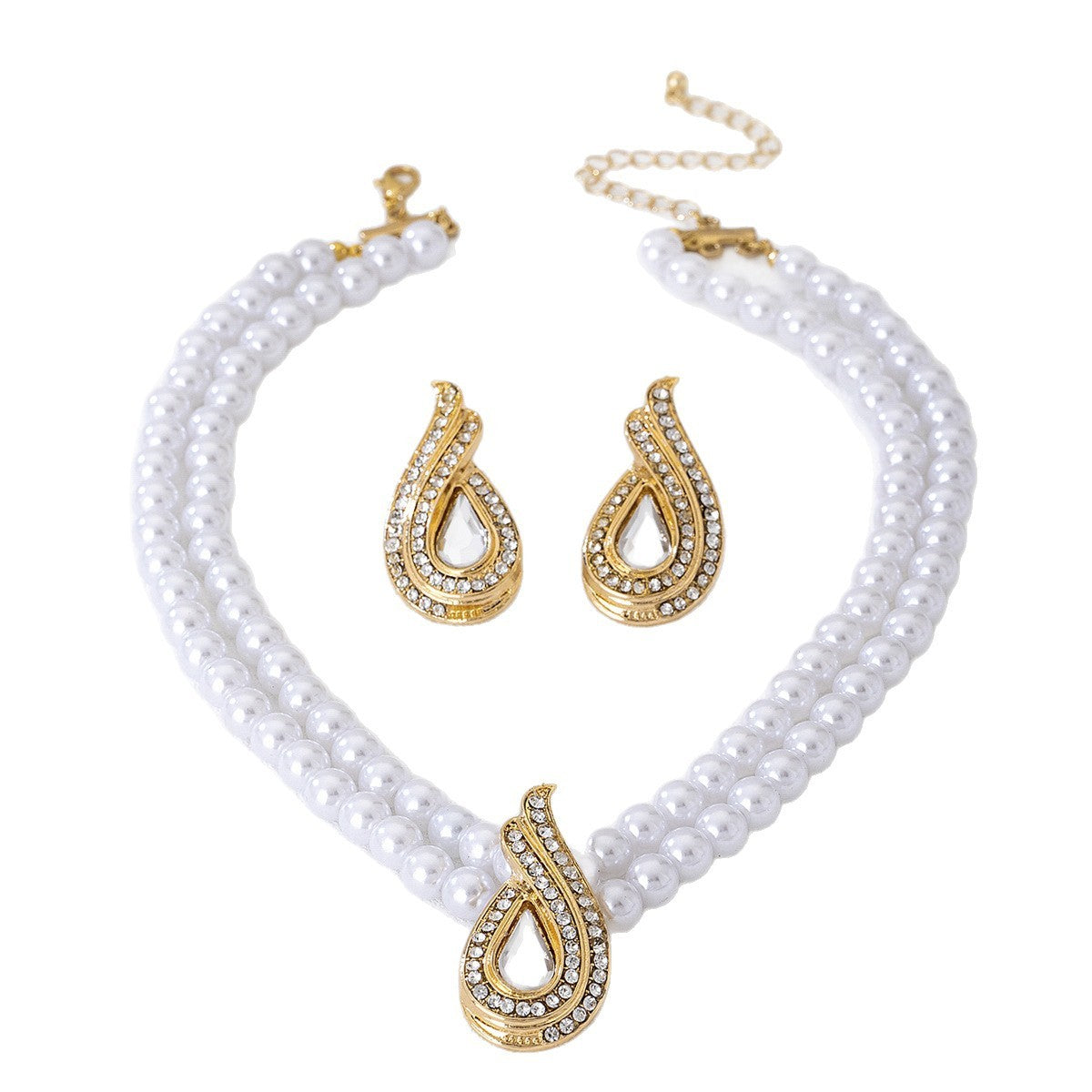 Elegant Faux Pearl Teardrop Necklace & Earring Set